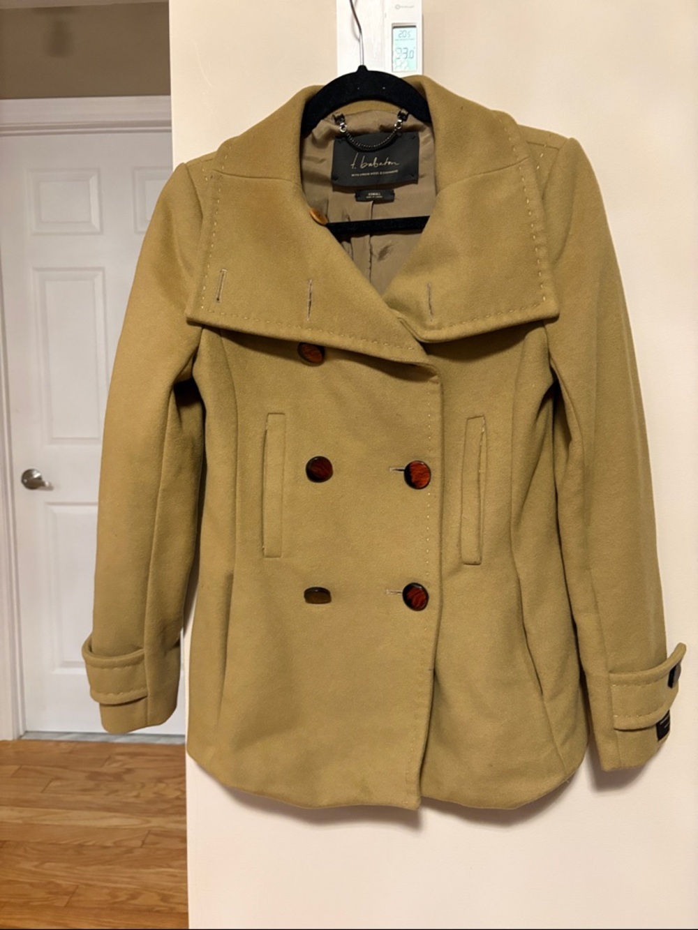 Babaton Double-Breasted Peacoat wool and cashmere in Camel